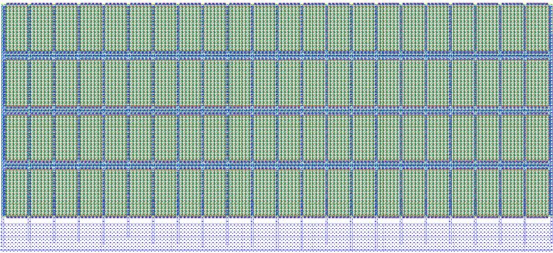 6 shows the layout of a NMOS capacitor, consisting a number of unit capacitors in parallel. Figure 6.6: Layout of a NMOS capacitor. 6.3.