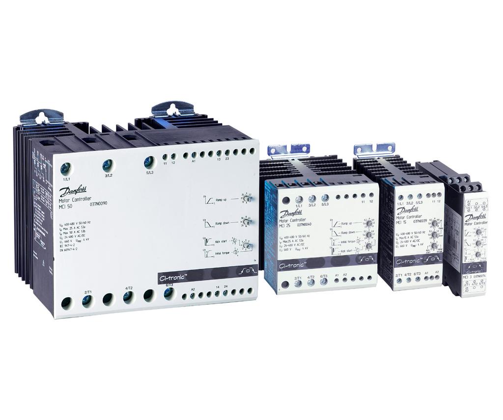 Data sheet CI-tronic Soft start motor controller MCI 3, MCI 15, MCI, MCI 30 I-O, MCI 40-3D I-O and MCI 50-3 I-O The MCI soft starters are designed for soft starting and stopping of 3 phase AC motors,