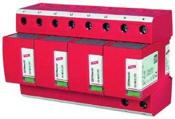 DEHNventil DV M TNS 255 (951 400) Prewired spark-gap-based type 1 and type 2 combined lightning current and surge arrester consisting of a base part and plug-in protection modules Maximum system