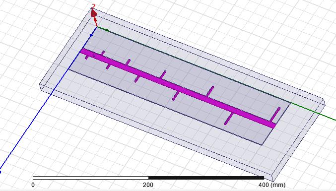 (second side) FIG.2.3 3-D Model of log-periodic dipole array antenna using FR4_epoxy dielectric material.(one side) FIG.2.4 3-D Model of log-periodic dipole array antenna using FR4_epoxy dielectric material.