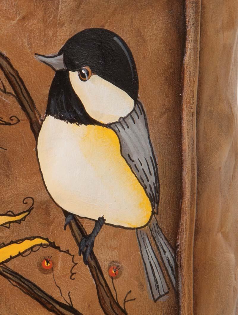 All kernels are finely outlined with Black (I used my pen) and also with added details to the kernels and lines between the kernels. CHICKADEES Start by basecoating their faces and bellies with Sand.