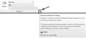 CAD Clicking on this small arrow will open and close your Render Setting Palette which is displayed below.