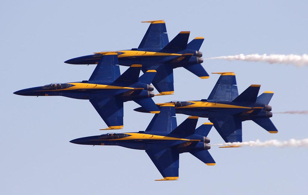 Whole Paragraph Blue Angels The Blue Angels, a skilled team of stunt pilots, train hard to perform for crowds at air shows.