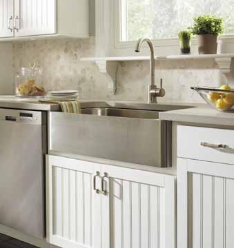Doors have the look of classic beadboard, but the PureStyle White finish keeps it light, airy