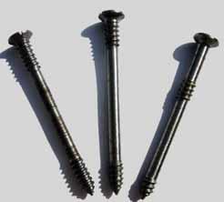 The screw is tapered at the tip and the remaining portion possesses constant diametrical threaded pitch like the conventional metal screw/stud.