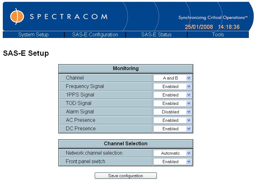 EPSILON Switch & Amplifier System E Spectracom 3.3 Configuring and Operating the SAS-E The SAS-E must be configured through an Ethernet network with a web browser.