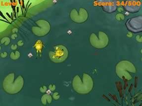 Frogz Leap from lily pad to lily pad as you earn points and gain skills in the game of Frogz.