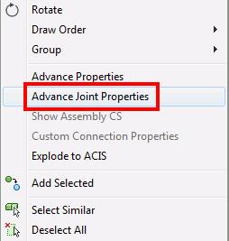 Accessing joint properties To access the joint properties dialog: Double click on the connection object (the gray