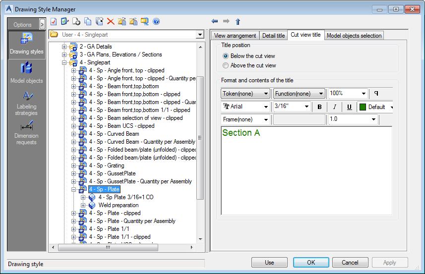 4. Identify and select the model objects you need to detail and right-click. 5. The Create detail dialog box appears.