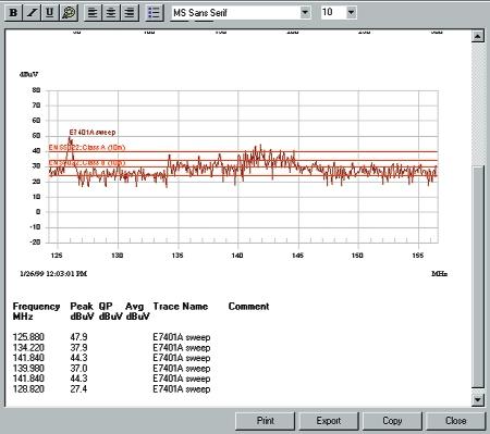 EMI Measurement Software Sweep the frequency band you want with the resolution you need The E7400 A-series EMI software gives you the flexibility to sweep over a frequency