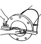 A forward tug on the handle locks the puller tightly to the pipe surface.