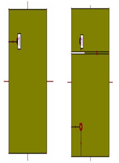Figure 6 (a) and (b) Simulated frequency v/s return loss graph of rectangular patch and single slotted and pin shorted rectangular Patch. Figure.