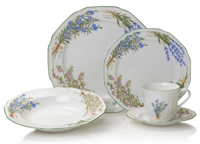 Mikasa Botanical Bouquet Mikasa Botanical Bouquet features flowering herbs that curve around each piece in the collection creating a beautiful look on creamy white porcelain.