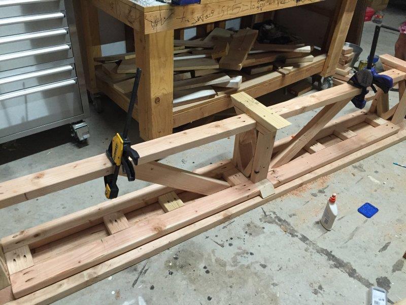 Attach the boards, first using a countersink drill bit to predrill the holes, then using wood glue and 2 1/2 exterior wood screws. 6. Perform finishing touches. A.