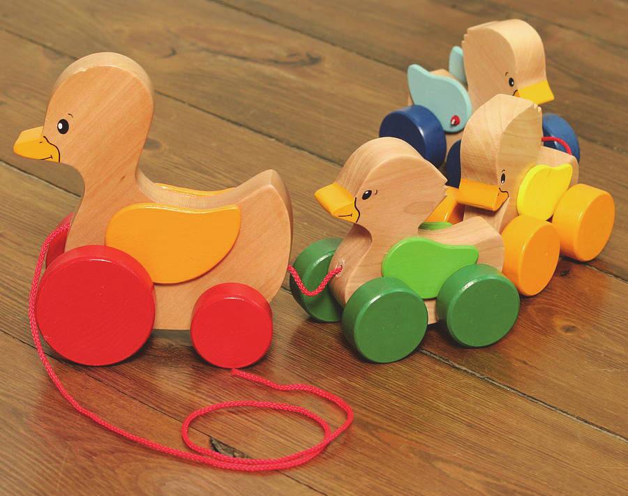 4. Design and Manufacture of Educational Toys (a) (1) The diagram shows a pull-along toy featuring a mother duck and baby ducklings.