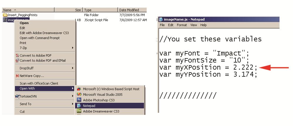 Save the script. Figure3.IN.9 Customizing script with text position After all of that, you are ready to batch call this script. For just 18 images, it doesn t seem that magical.