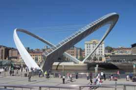 The Gateshead Millenium Bridge spanning the river Tyne in England is a pedestrian and cycle bridge, instead of a stereotypical automobile bridge.