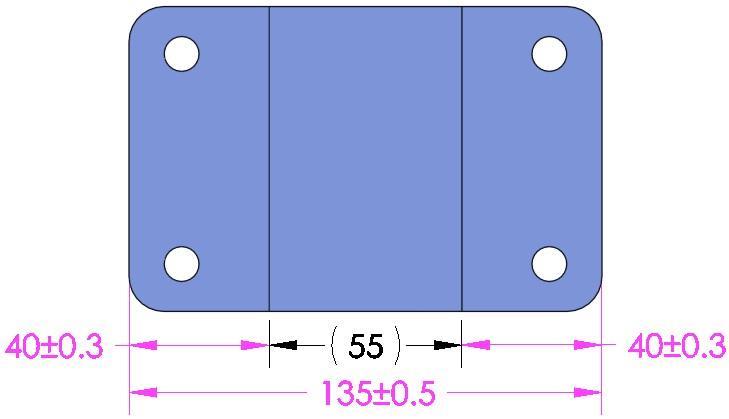 By increasing the width between the faces locating the two angle brackets by 1