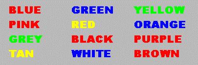 Meaning of s We associate instinctively different meanings with different colors possible combination: black, white, blue green, cyan yellow, magenta red blinking red background neutral information