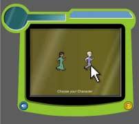The player can select one of two characters, Wait or Semmy, by clicking on the character. The level of difficulty for both characters is the same. This selection starts the game.