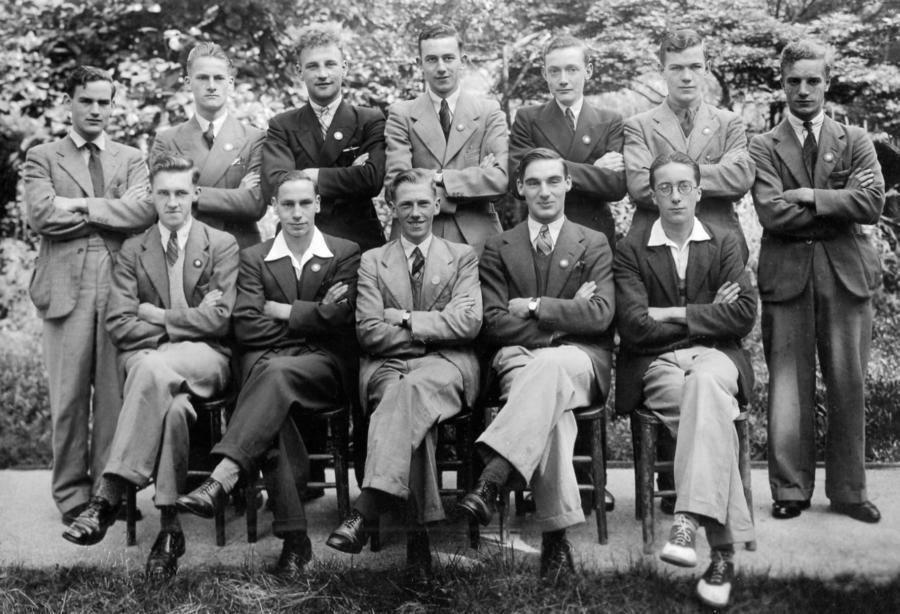 Boy Prefects 1939-40 Back Row L-R: Geoffrey Jowett, Robert Thorpe, Harwood J.