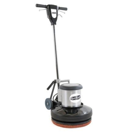 Buffing machines or auto scrubbers For more tenacious dirt, spray a fine mist of cleaning solution on the floor and polish with a red or blue pad or dry buff with a white scrubbing pad suitable for