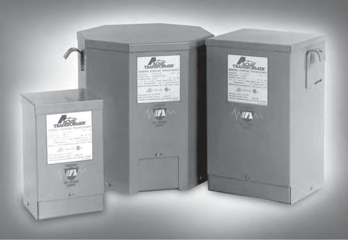 1 DRY-TYPE DISTRIBUTION TRANSFORMERS UL-3R Enclosures SINGLE PHASE,.05 to.