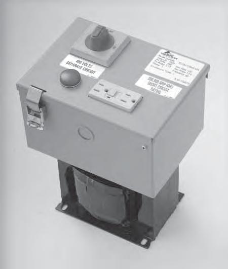 12 TDOMX Series TRANSFORMER DISCONNECTS FEATURES & BENEFITS NEMA 1 flanged enclosure Lockable 30 Amp fuseable disconnect switch Power on Pilot Light UL listed Industrial Control Transformer 1500 VA