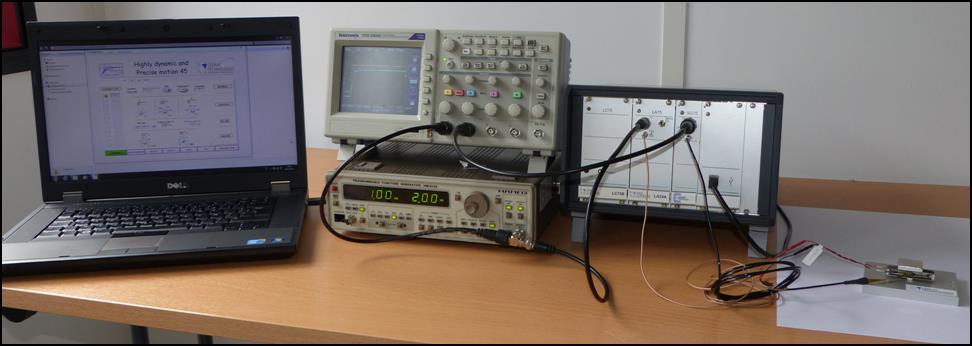 Oscilloscope Linear amplifier Laptop with HDPM GUI Function generator Sensor conditioning Actuator Figure 19