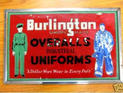 Figure 20: Advertisement sign for Burlington Overalls (image from e-bay, 2009). (attached PDF) Figure 21: Junior G-Man Corps Prize Catalog included in Post Toasties Cornflakes boxes.
