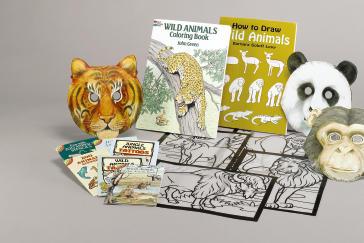 Over 100 stickers, tattoos, and stencils 3 masks Wild nimals Coloring Book plus 4 stained glass How to Draw Wild