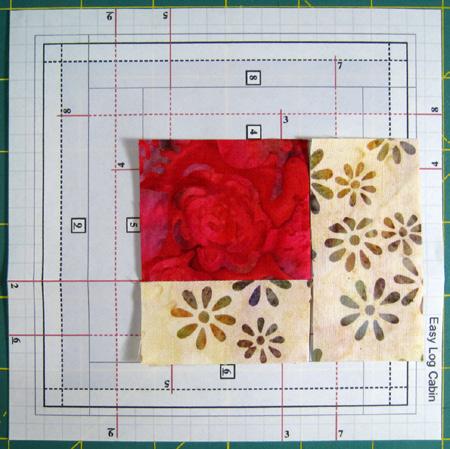 7. Rotate block as needed and place fabric piece for Location # in