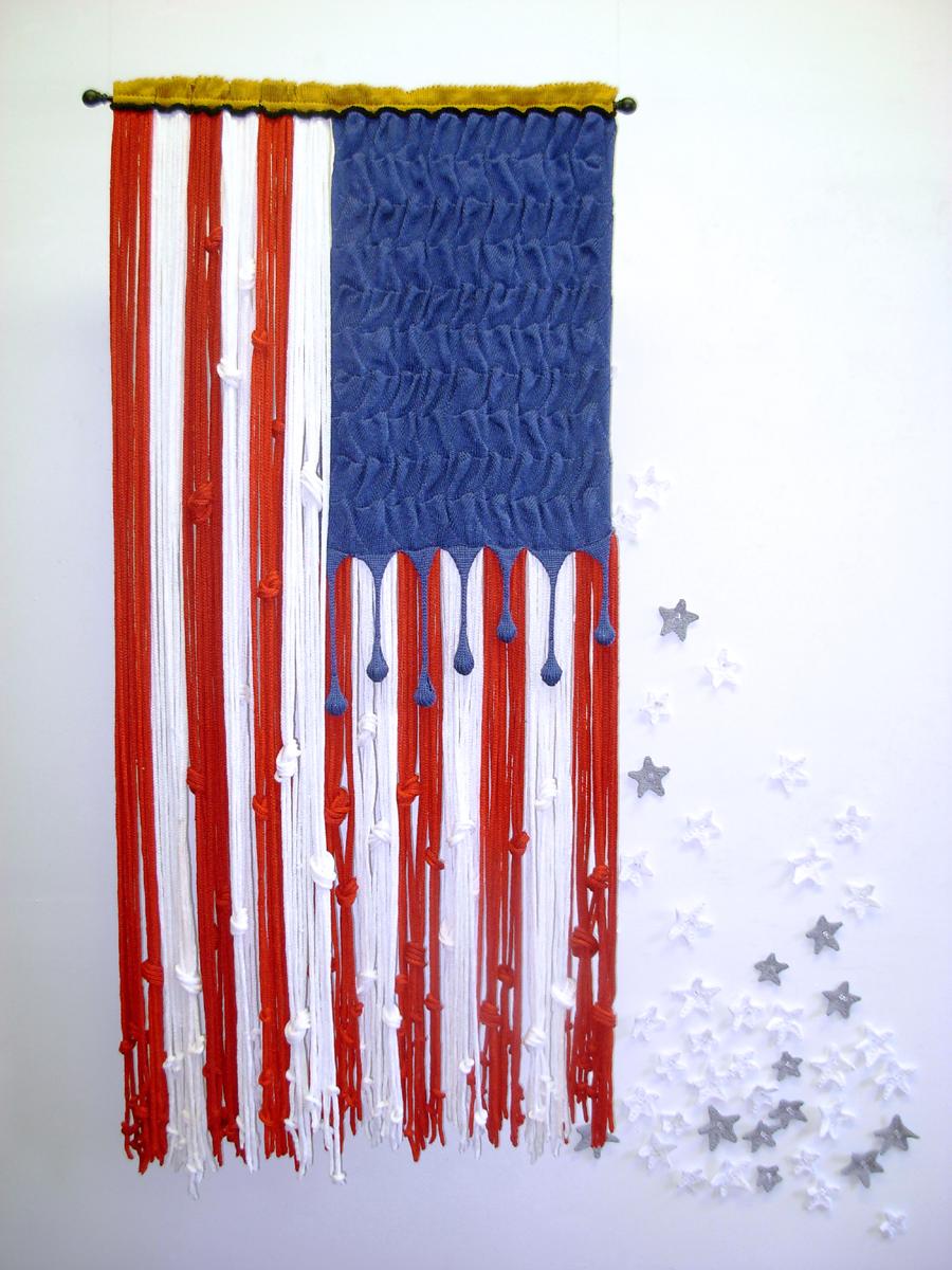 Figure 9. A House Divided, 64 x 54 inches photo by artist. Knit in summer of 2011, A House Divided (figure 9) speaks to the continuing national political logjam.