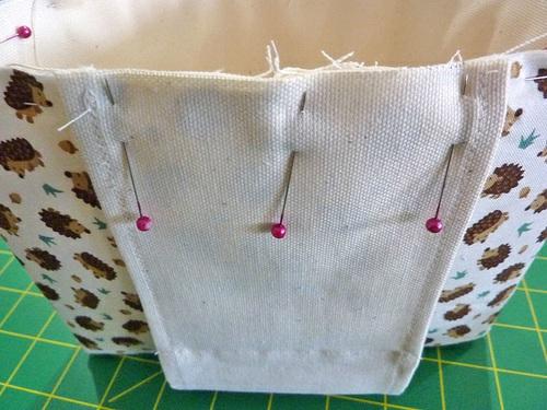 5. Find the basket. Center the hanging panel over the the back seam.