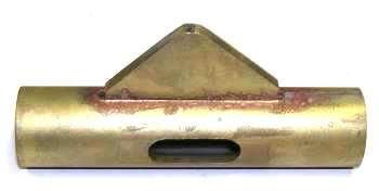 The triangle plate fits in the slot in the top of the cylinder and will be the pivot point for the handle.