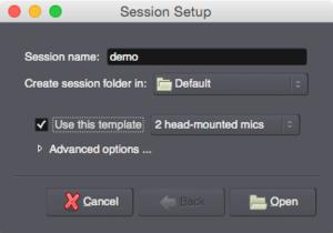 If you're recording with a standard mic setup, check "Use this template" and select the appropriate template from the drop down menu,