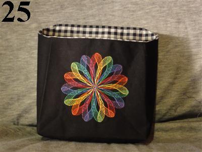 Embroidered Scrap Bag, page 4 21. Turn the bag right side out. If desired, you may press creases at the corners of the bag, using the bottom seams and the top angled corners as guides. (Fig.