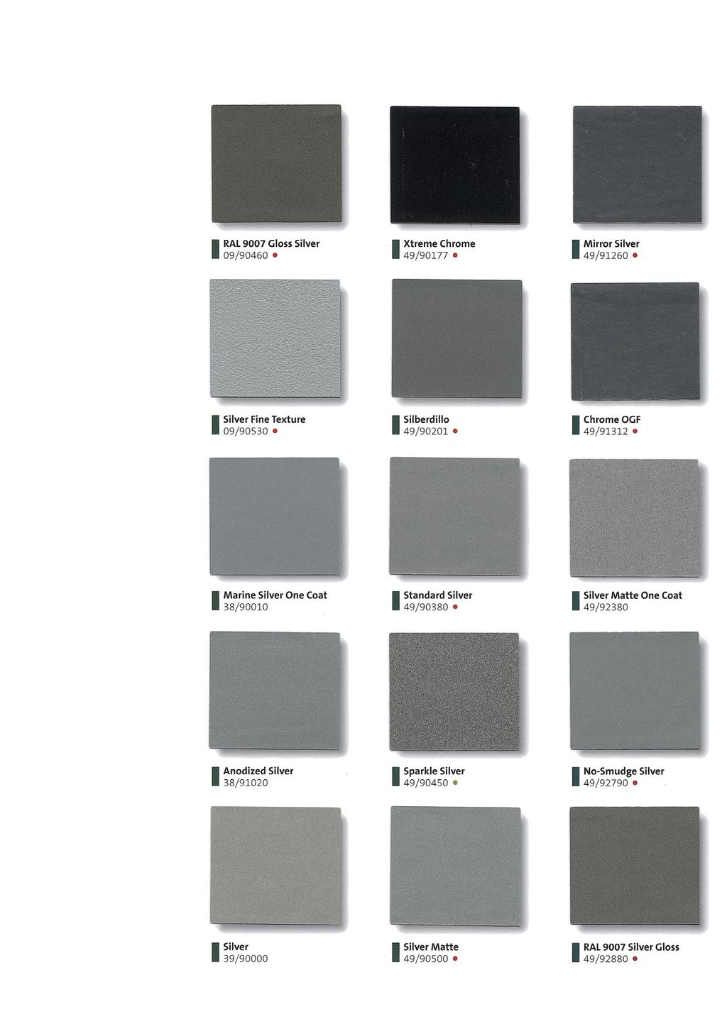 Silver metallics *Paper and ink limitations of color samples as well as
