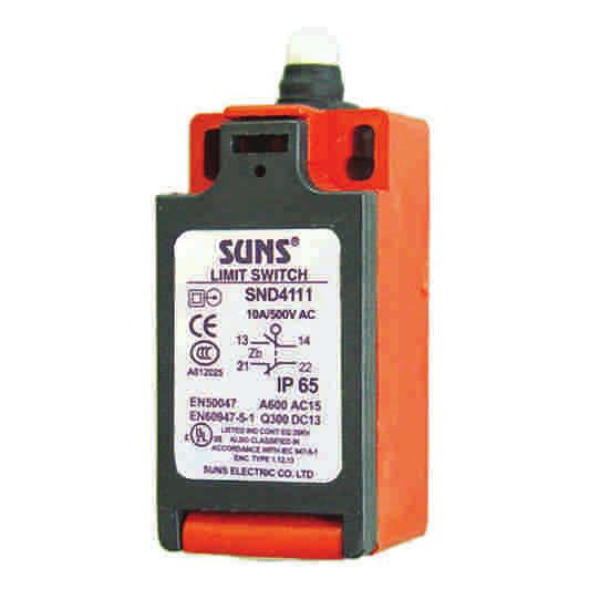PLASTIC-BODIED LIMIT SWITCHES: SND SERIES Specifications Operating Speed Operating Frequency Insulation Resistance Contact Resistance Rated Voltage Rated Current Dielectric Strength Service Life