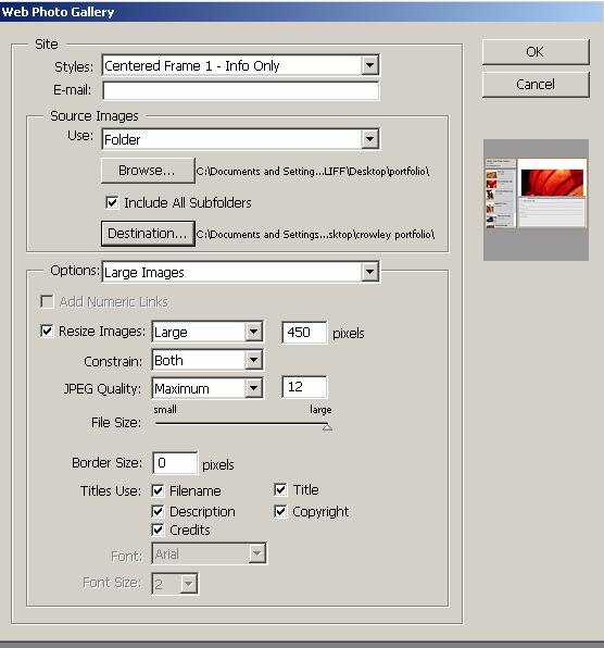 d. Select Thumbnails under the Options menu 1. Fill in as indicated 3.