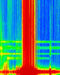 Figure A1. (top) Electric and (bottom) magnetic spectrograms recorded on 22 September 2006 between 1449 and 1456 UT and in a frequency range between 15 and 20 khz.