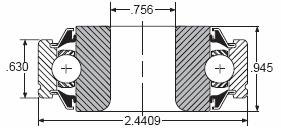 205RVA Triple Lip Trash Seal on Ext Inner Ring side, Single Lip Seal Opposite 0.9375" 2.0472" 0.5906 1.378 23.