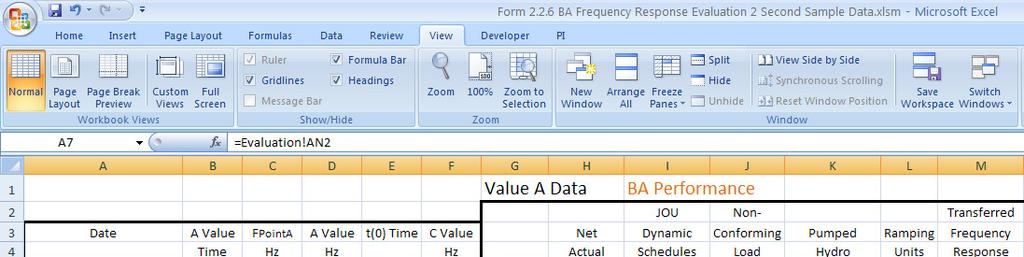 Location of Data for Form 1 Form 1 Summary Data Tab: This single event data and performance