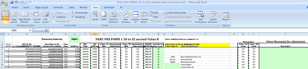 FRS Form 1 Data Entry Worksheet Selecting N will add the performance of the event to the yearly average