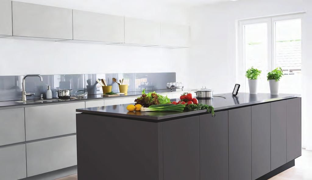 Ideal for use at home or at work, Melteca covers the design spectrum. Island Cabinetry Melteca Acrylic Soft Touch Metallic Coal; Wall Cabinetry Melteca Acrylic Soft Touch Sky Scraper.
