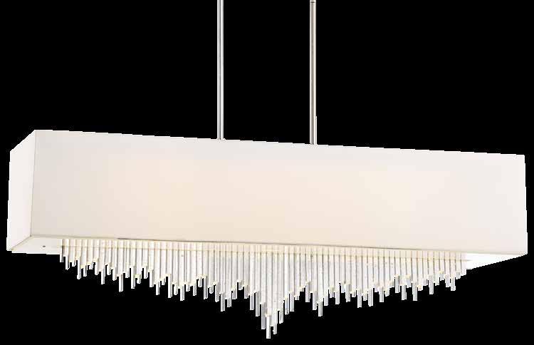 Crystals cascade down from a crisp clean shade in this distinctive, modern family. CRYSTAL CASCADE N7428-77-L LED Island Chrome 40"L 12"W 15¼"H Adjustable to 58¾"H max.