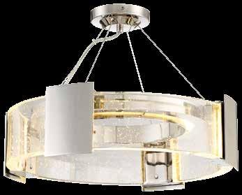 STELLARIS N7236-613-L LED Chandelier Polished Nickel 26"D 28½"H 96W LED Clear Seeded Crystal A star is born; the suspended Clear Seeded Crystal and Chrome halos create