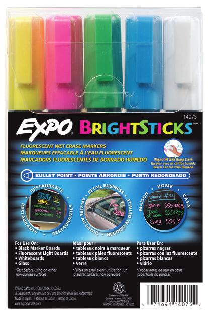 included in 5 pack: White, Fluorescent Blue, Fluorescent Green, Fluorescent Red,