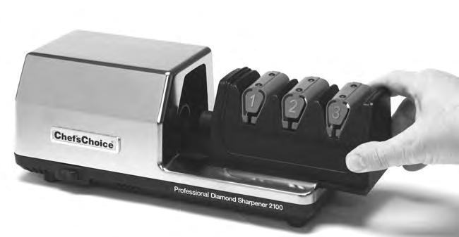 GENERAL DESCRIPTION - MODEL 2100 SHARPENER The standard Model 2100 sharpener is equipped with the novel 3-Stage EdgeSelect Sharpening Module that sequentially sharpens, hones and strops your knife