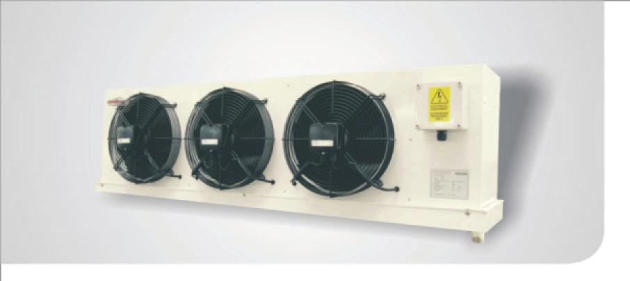 E2 LOW TEMPERATURE SERIES Model Capacity in Watts @ 6KTD Air Flow Fan Motors R404A R22 R134A l/s Air Throw (m) Fan Qty x Ømm Amps Watts Power Supply Defrost Heater Watts Weight (kg) Inlet (mm)